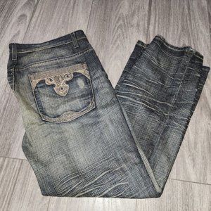 Men’s INC Denim Jeans Size 38x30 33052 Distressed Blue Jeans Pants 100% Cotton